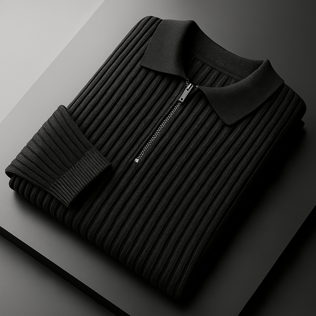 Elliot Cotton Quarter-Zip Sweater - Black