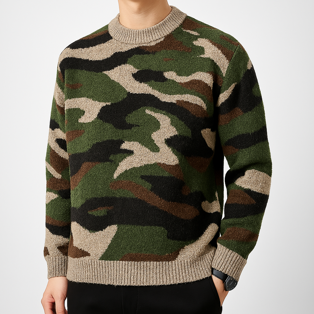 Rowland Wool Camo Sweater - Green