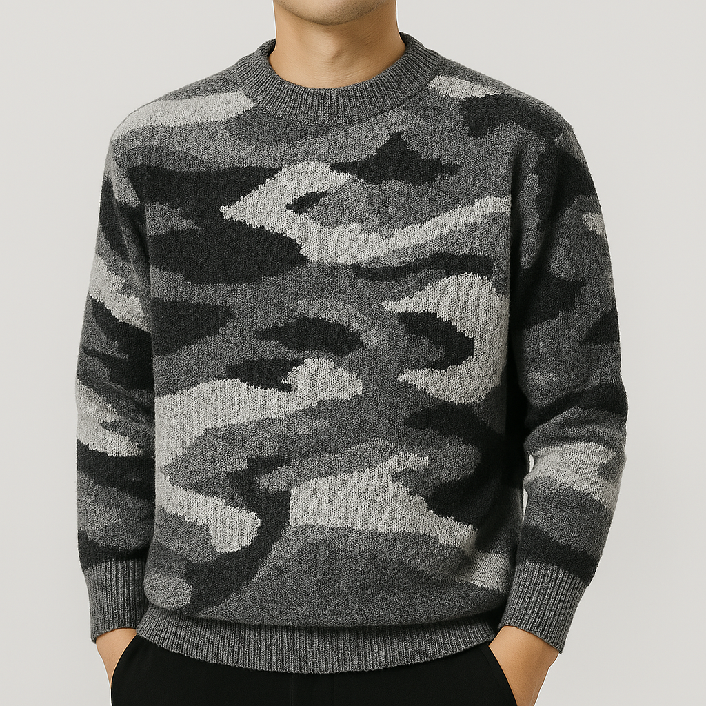 Rowland Wool Camo Sweater - Gray