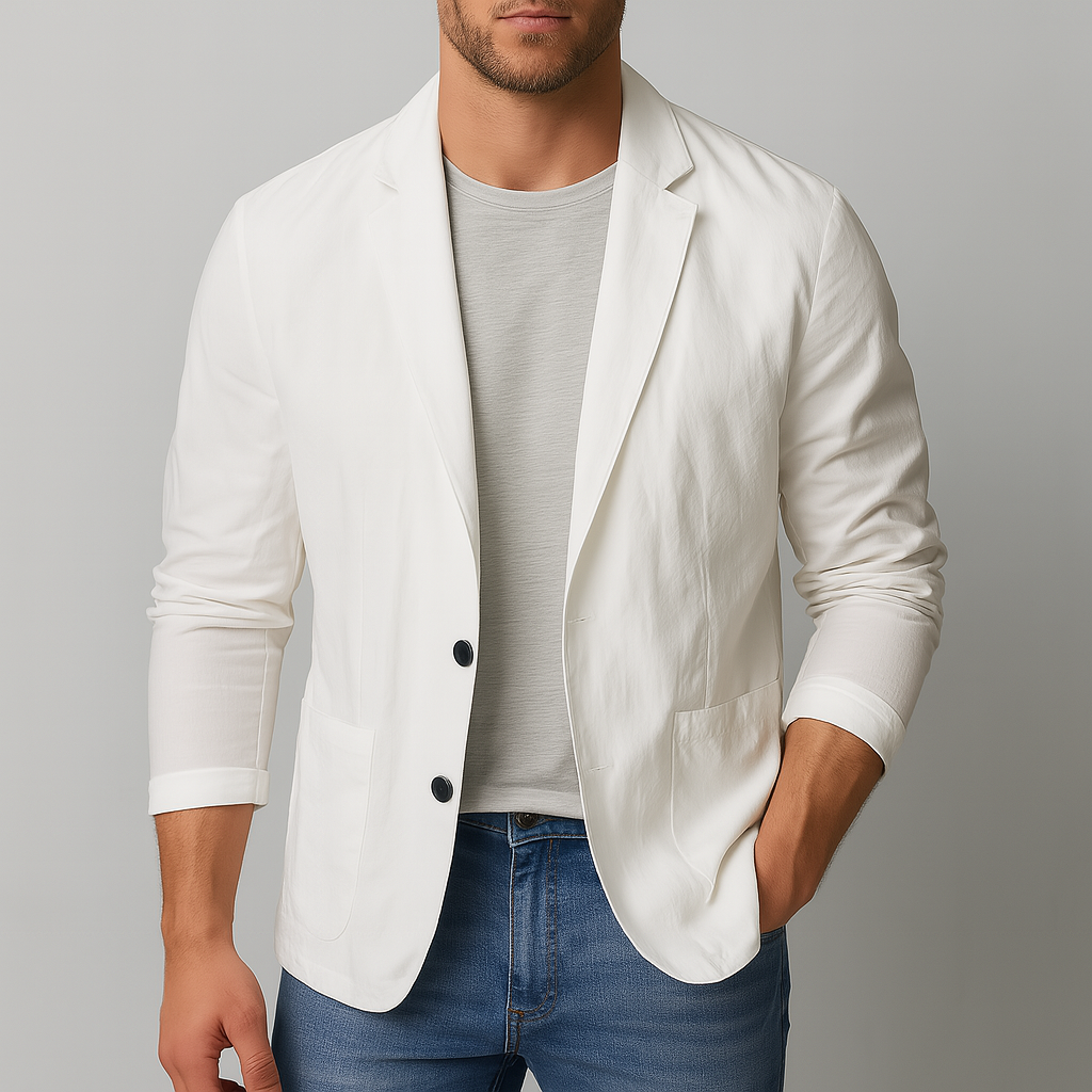 Santori Nylon Button-Up Blazer - White