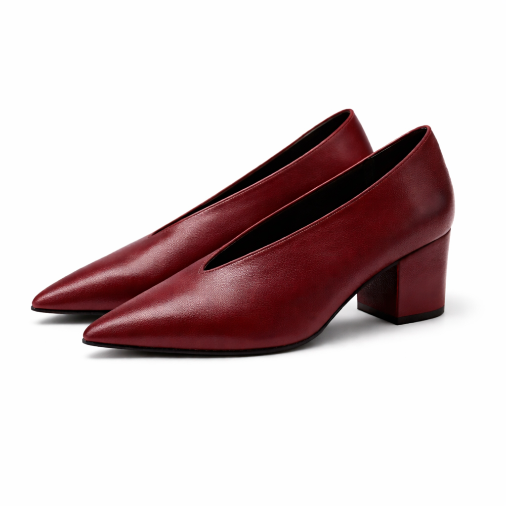 Savona Genuine Leather Heels - Red