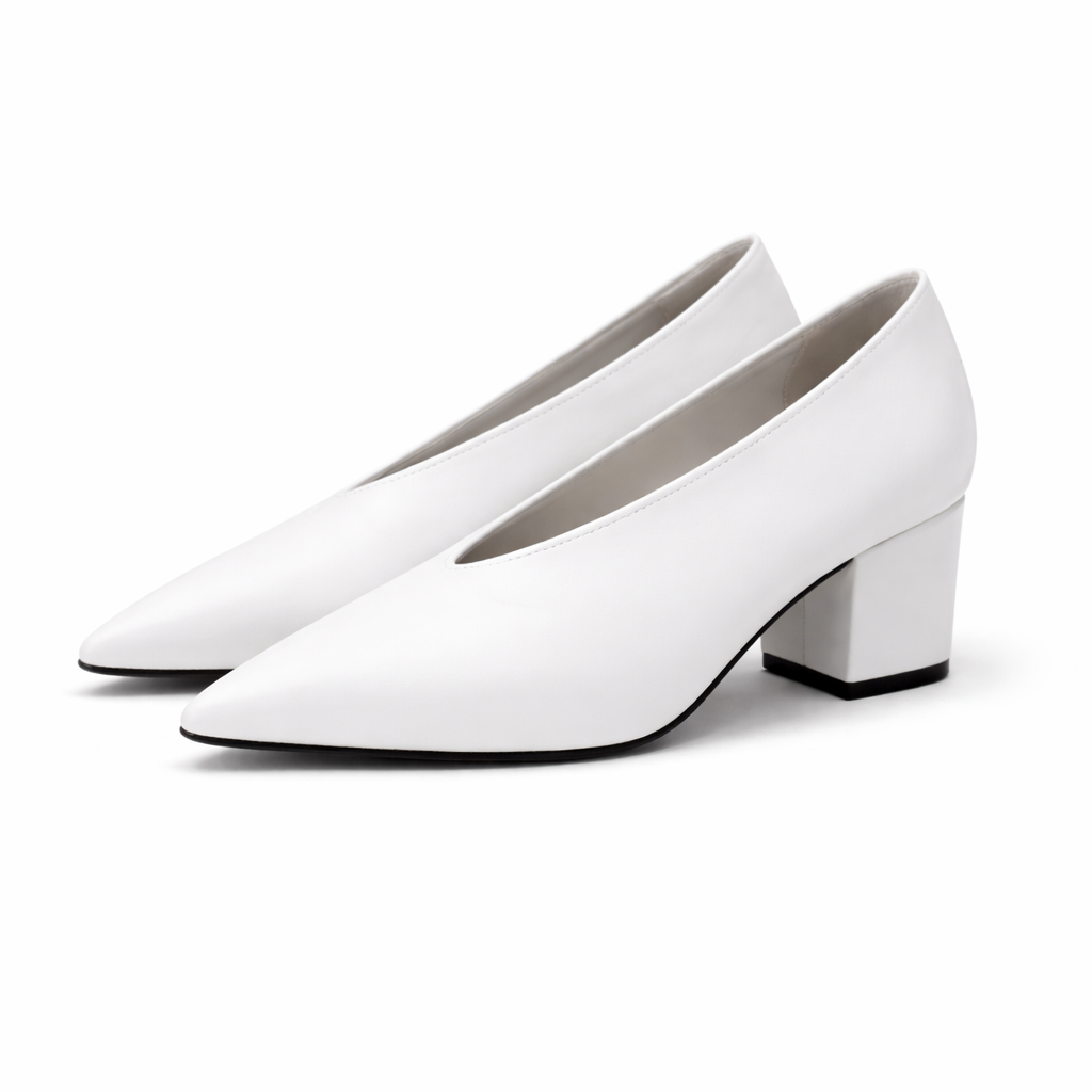 Savona Genuine Leather Heels - White