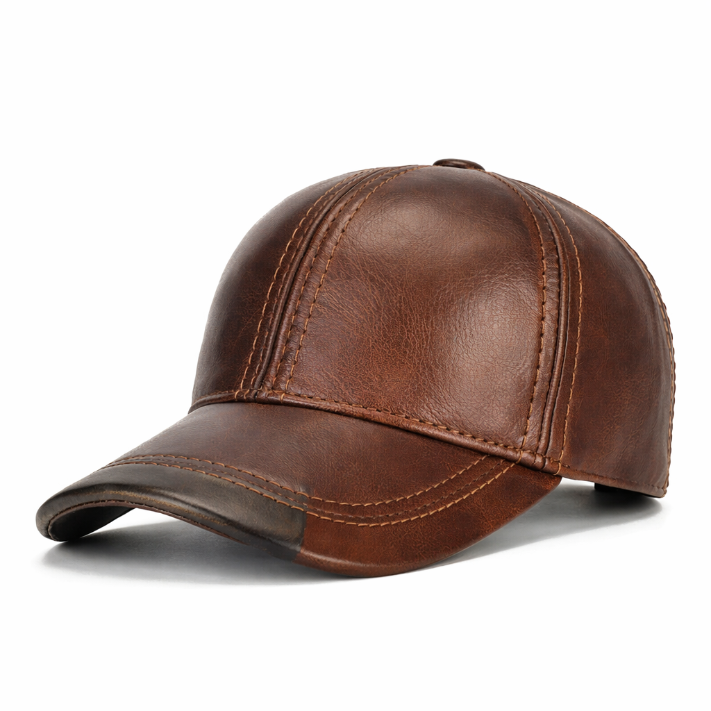 Montari Genuine Leather Vintage Cap - Light Brown