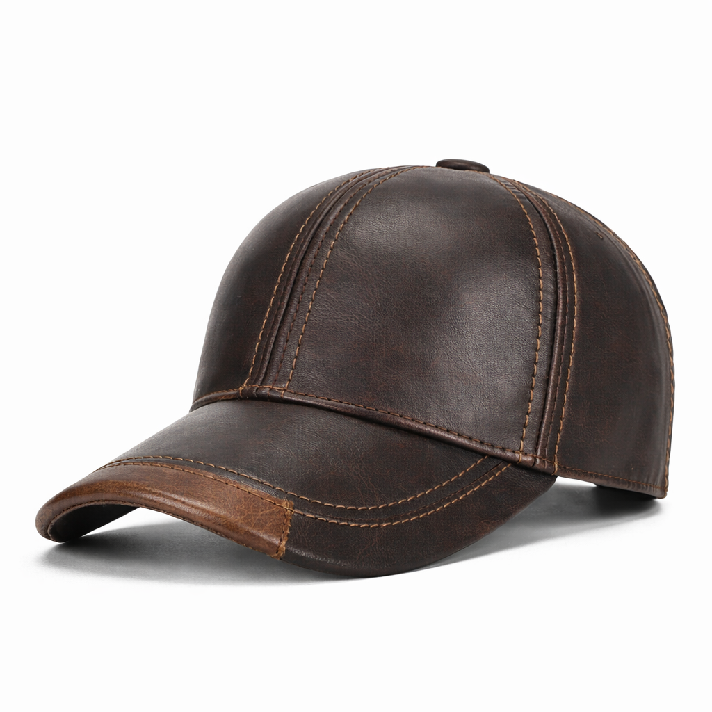 Montari Genuine Leather Vintage Cap - Dark Brown