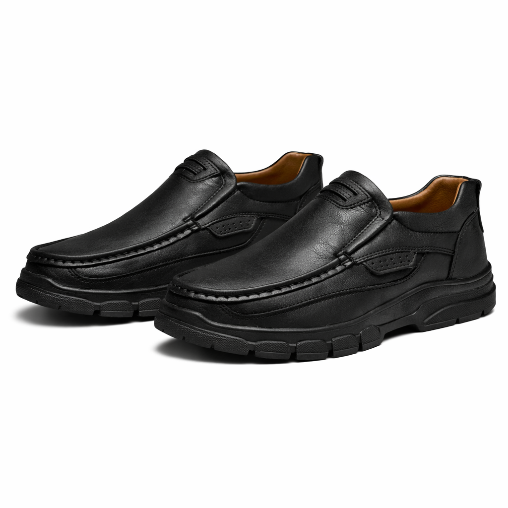 Leather Slip-On Casual Shoes for Men - Black