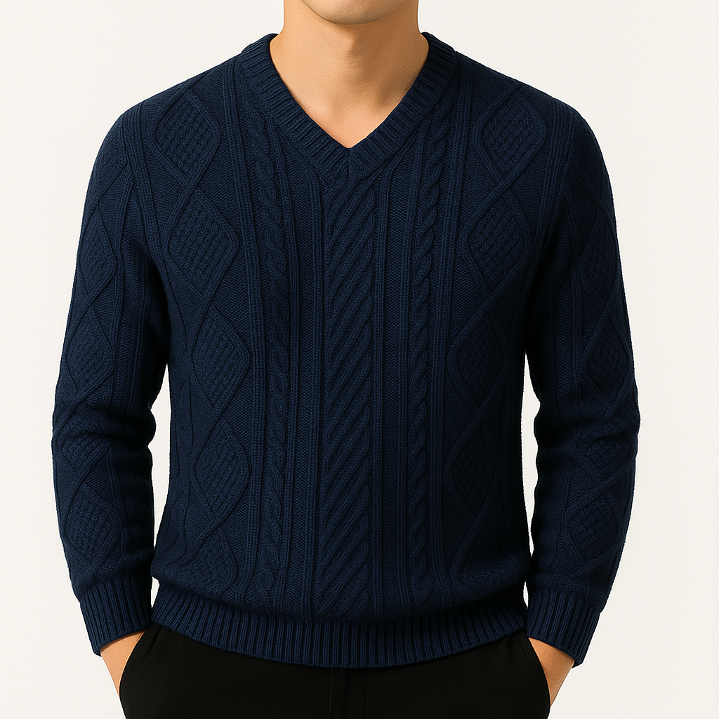 Montari Wool Cable-Knit Sweater - Blue