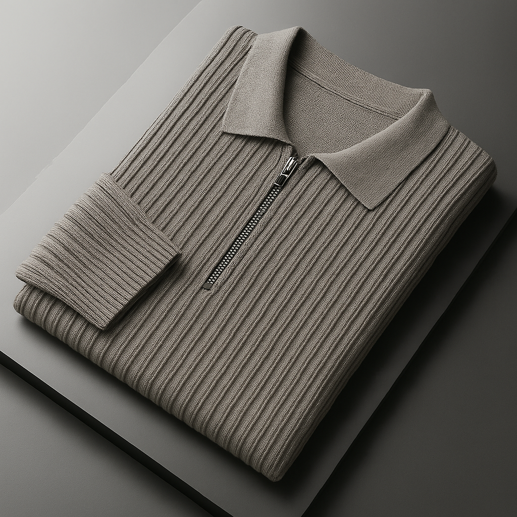 Elliot Cotton Quarter-Zip Sweater - Gray