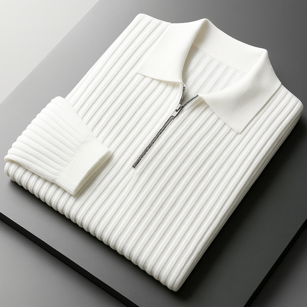 Elliot Cotton Quarter-Zip Sweater - White