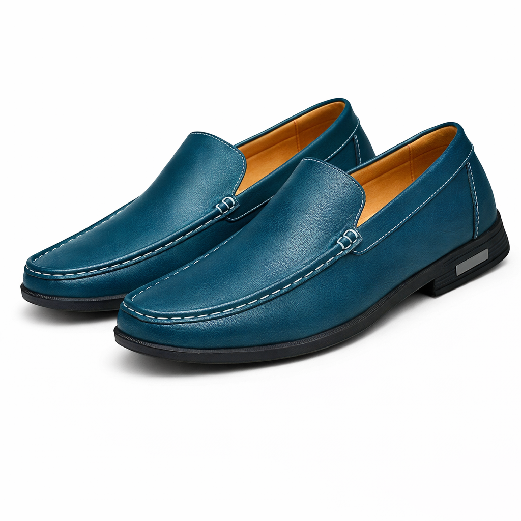 Savino Leather Loafers - Blue