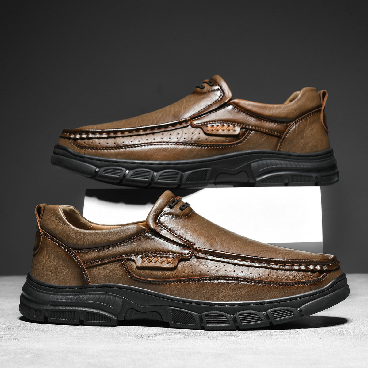 Leather Slip-On Casual Shoes for Men