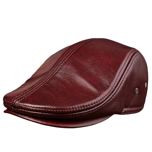 Montari Genuine Leather Beret Cap - Red