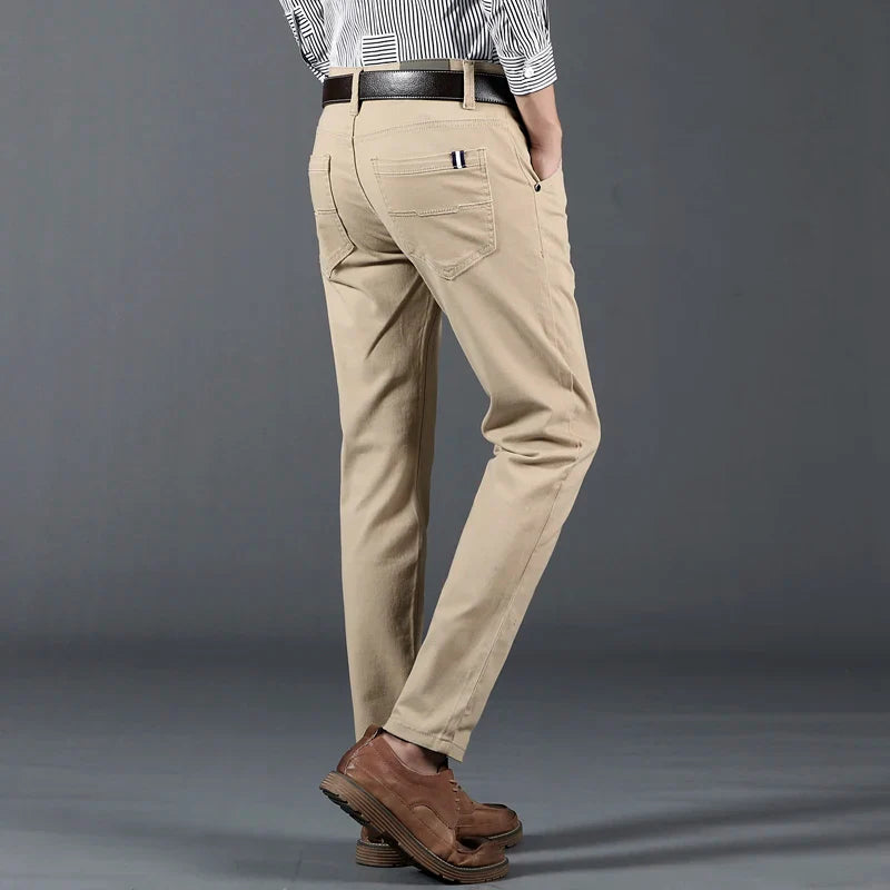 Montari Slim Fit Cotton Pants - Khaki