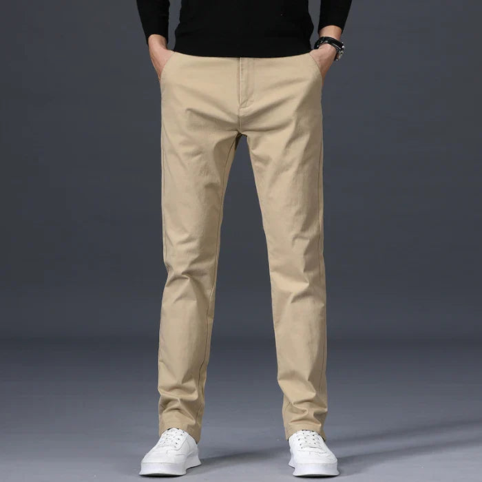 Harrison Cotton Slim-Fit Trousers - Khaki