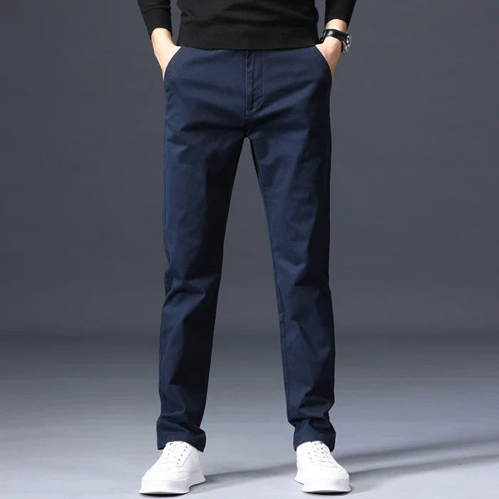Harrison Cotton Slim-Fit Trousers - Blue