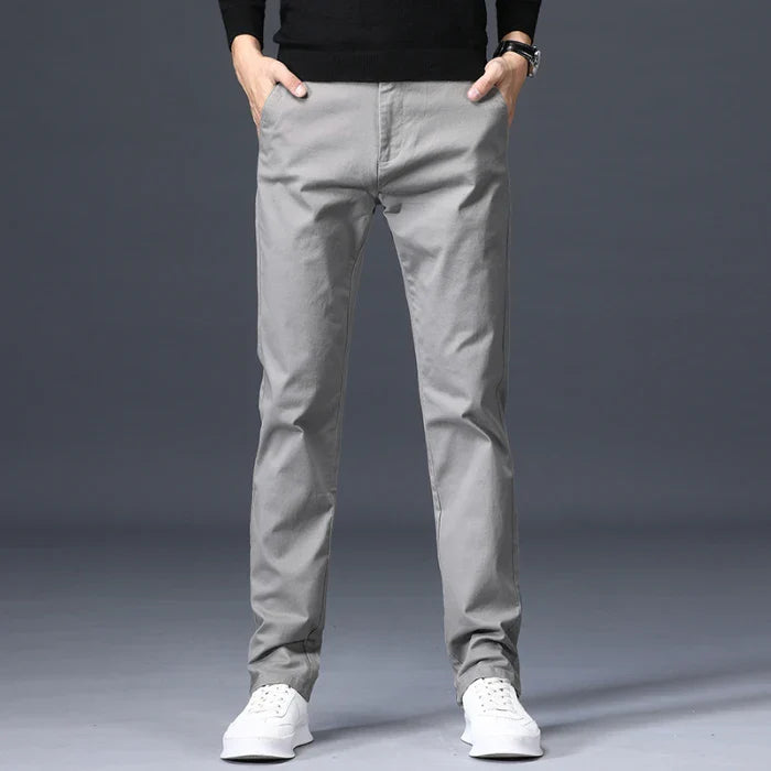 Harrison Cotton Slim-Fit Trousers - Gray