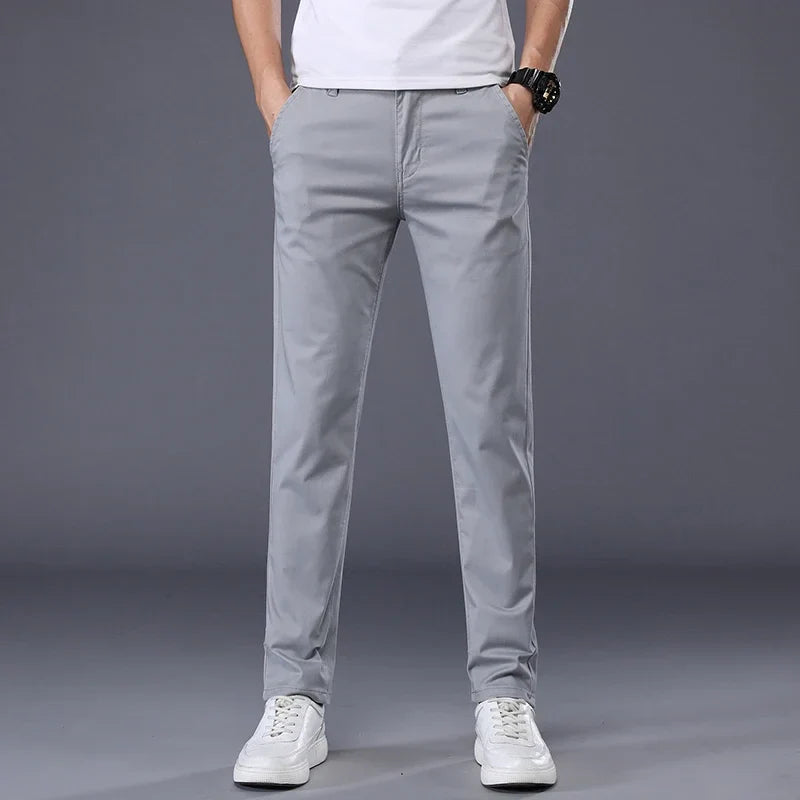Montari Slim-Fit Cotton Trousers - Gray