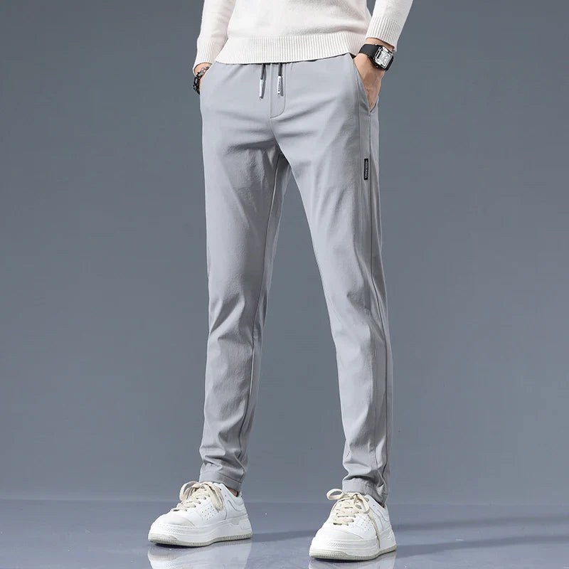 Santori Slim Fit Cotton Pants - Light Gray