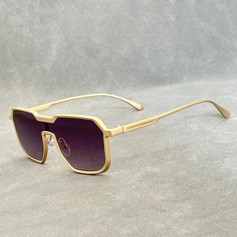 Men's Aviator Sunglasses – UV400 Protection - Gold - Purple Lens