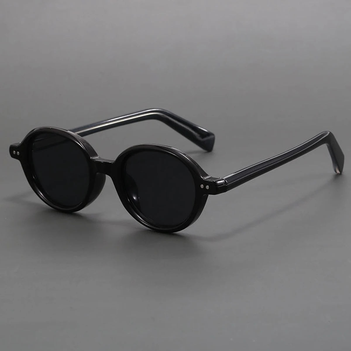 Men's Round Frame UV400 Sunglasses - Black