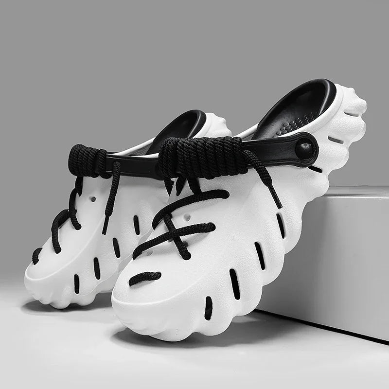 Men's Foam Lace-Up Clog Slides - White