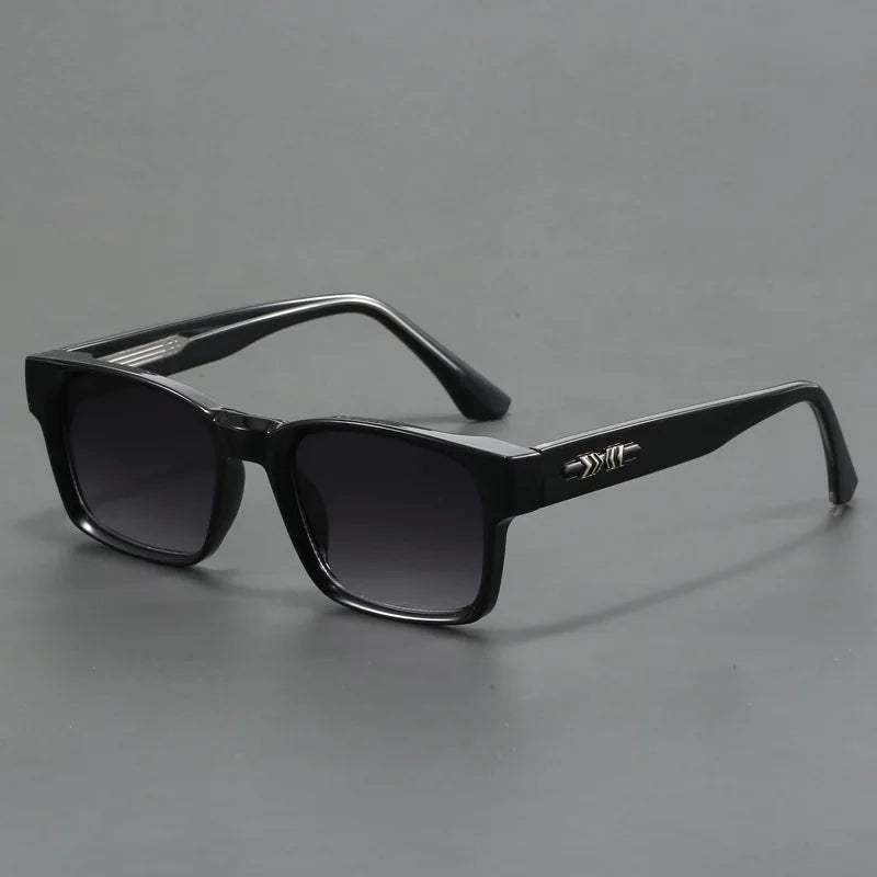Men's Rectangular UV400 Sunglasses - Black