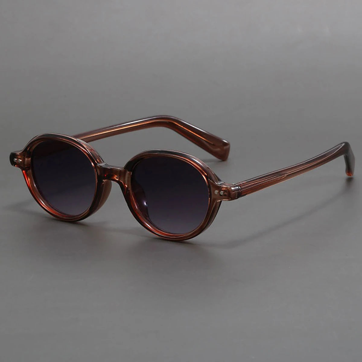 Men's Round Frame UV400 Sunglasses - Brown