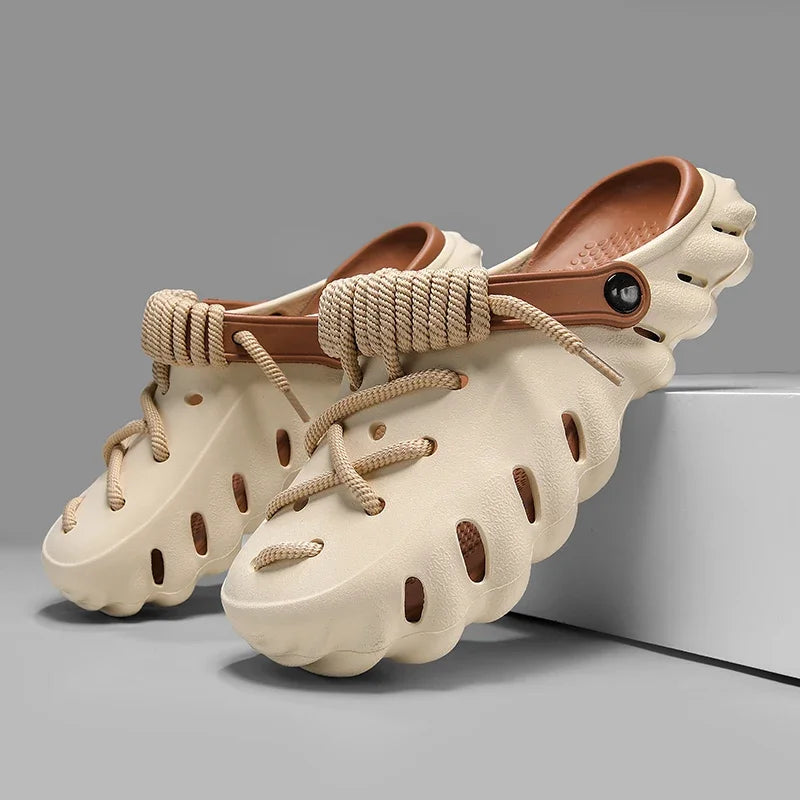 Men's Foam Lace-Up Clog Slides - Khaki