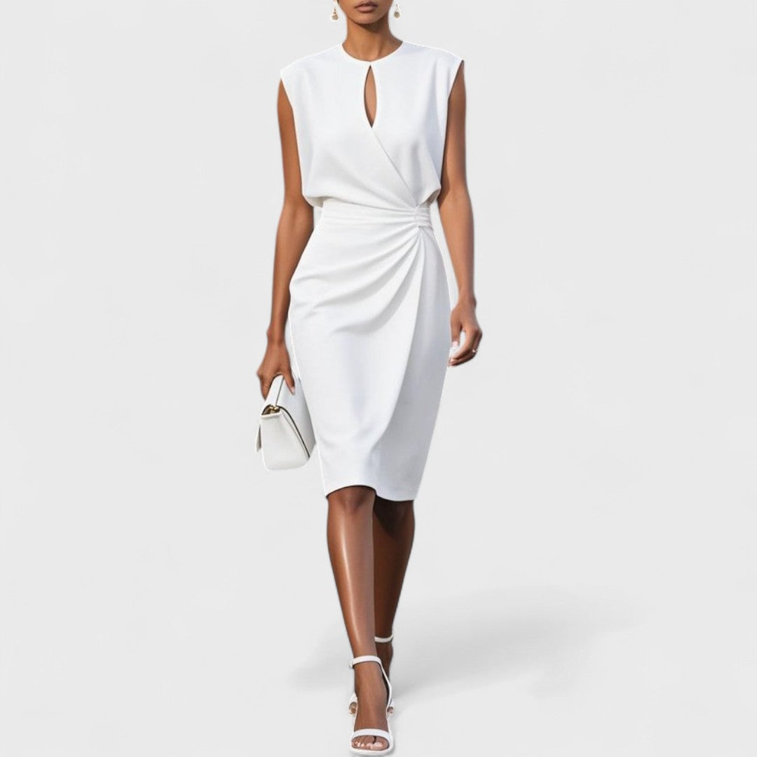Elegant Midi Dress – Women's Formal or Daytime Dress | Kathy - White