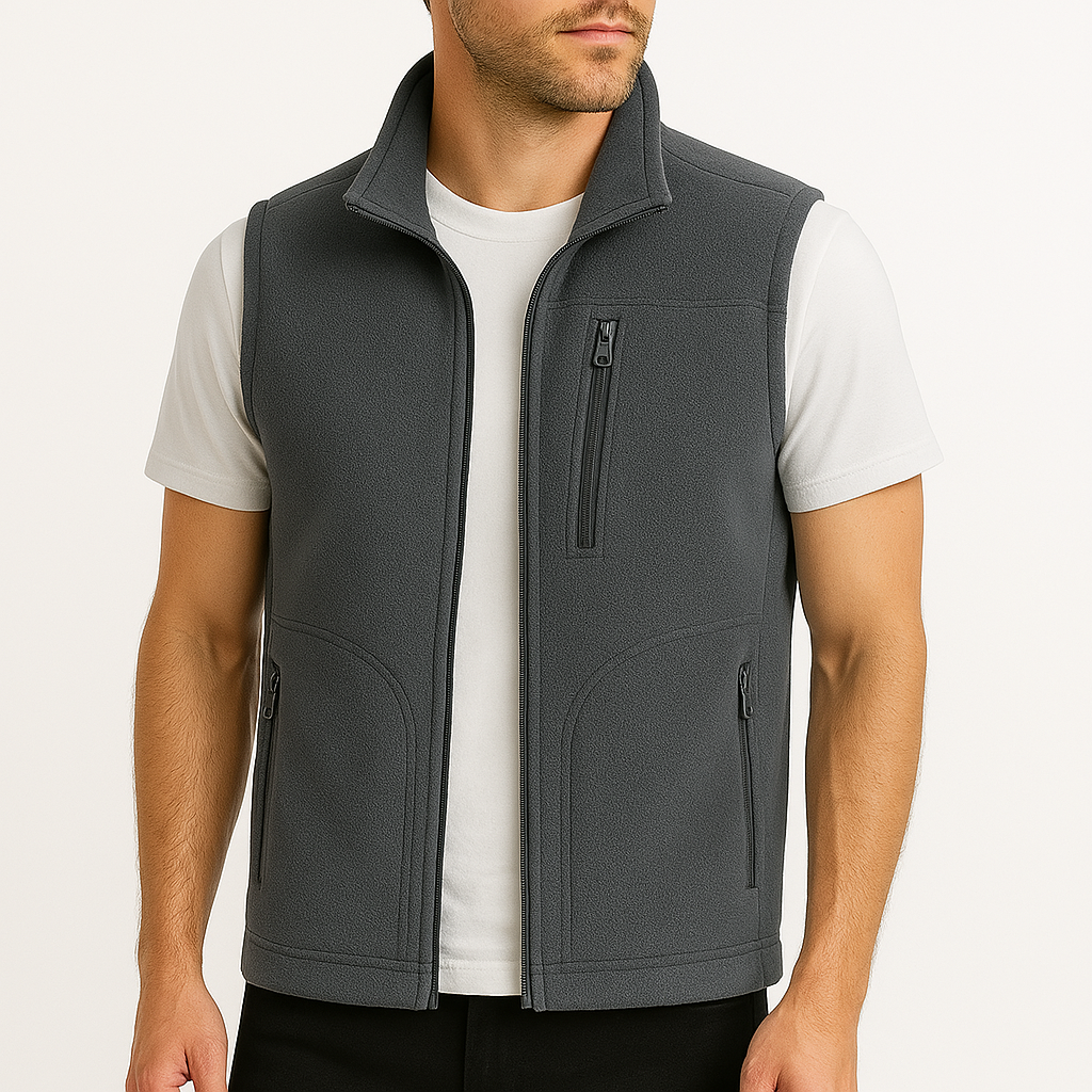 Montero Fleece Zip-Up Vest - Gray