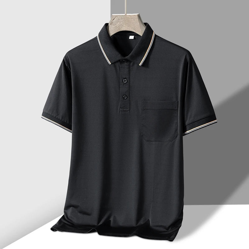 Men's Knit Button-Up Polo Shirt - Black