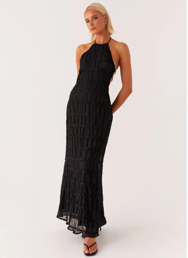 Halter Maxi Dress – Women's Evening Dress - Black
