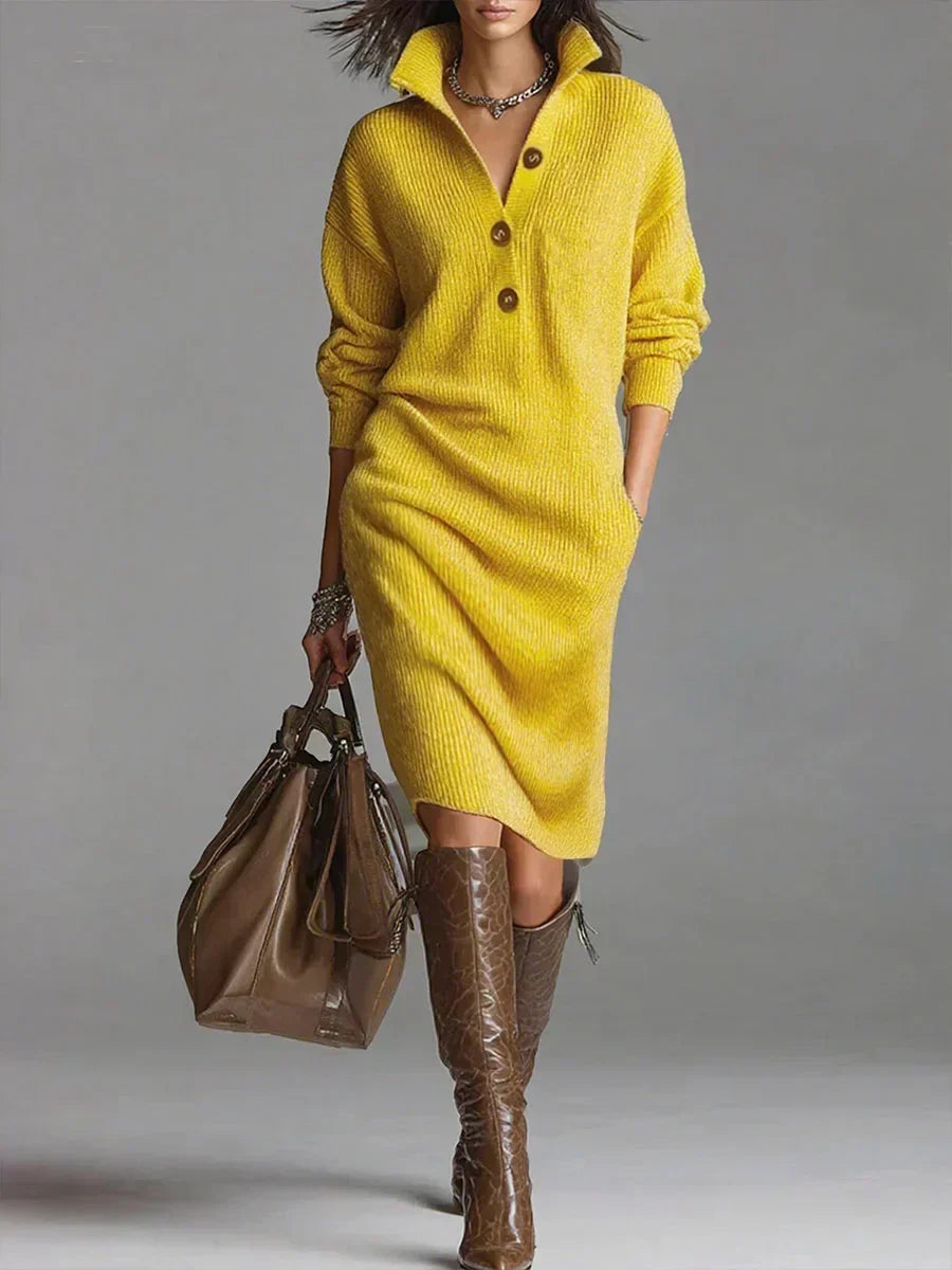 Sweater Dress – Women's Workday Outfit | Fatima - Yellow