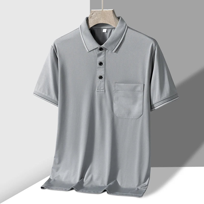 Men's Knit Button-Up Polo Shirt - Dark Gray