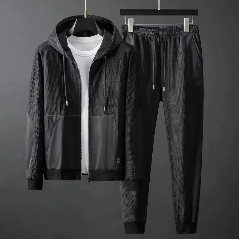Men's Brushed Knit Tracksuit Set – 2 Piece - Black
