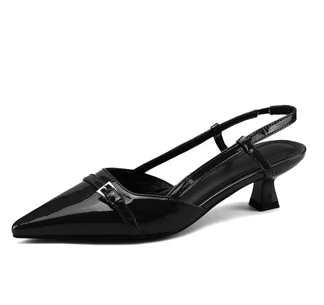 Women's Pointed-Toe Slingback Heels - Black