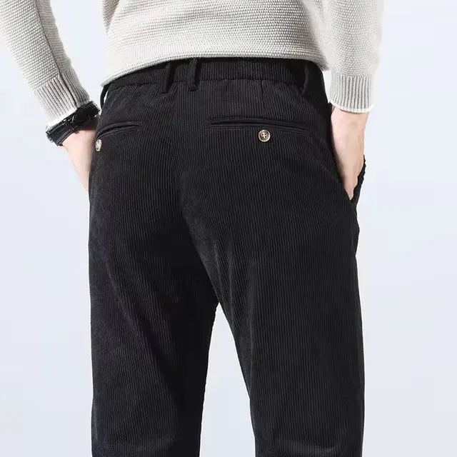 Men's Slim Fit Corduroy Chino Pants - Black