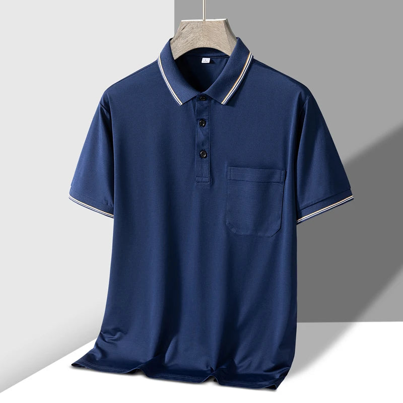 Men's Knit Button-Up Polo Shirt - Navy