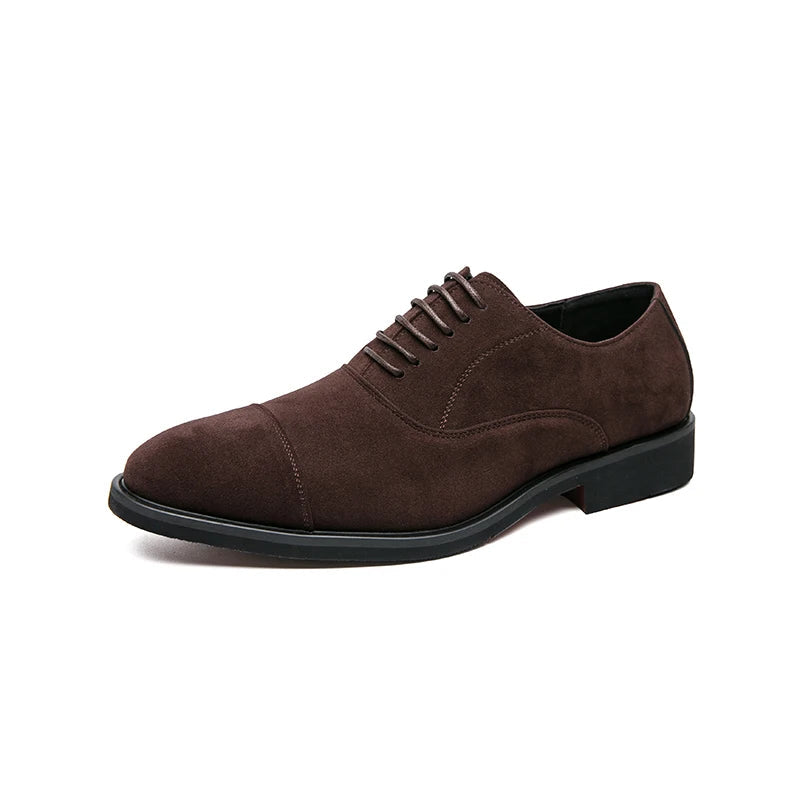 Cap Toe Suede Oxford Dress Shoes for Men