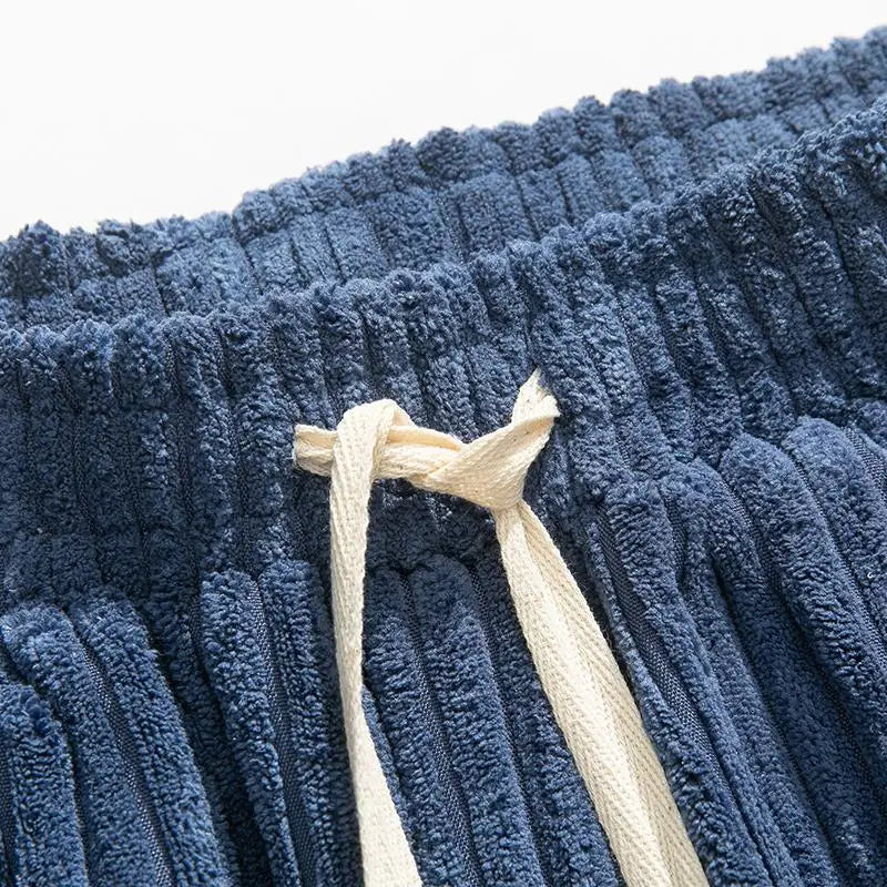 Wide-Leg Corduroy Drawstring Pants for Men
