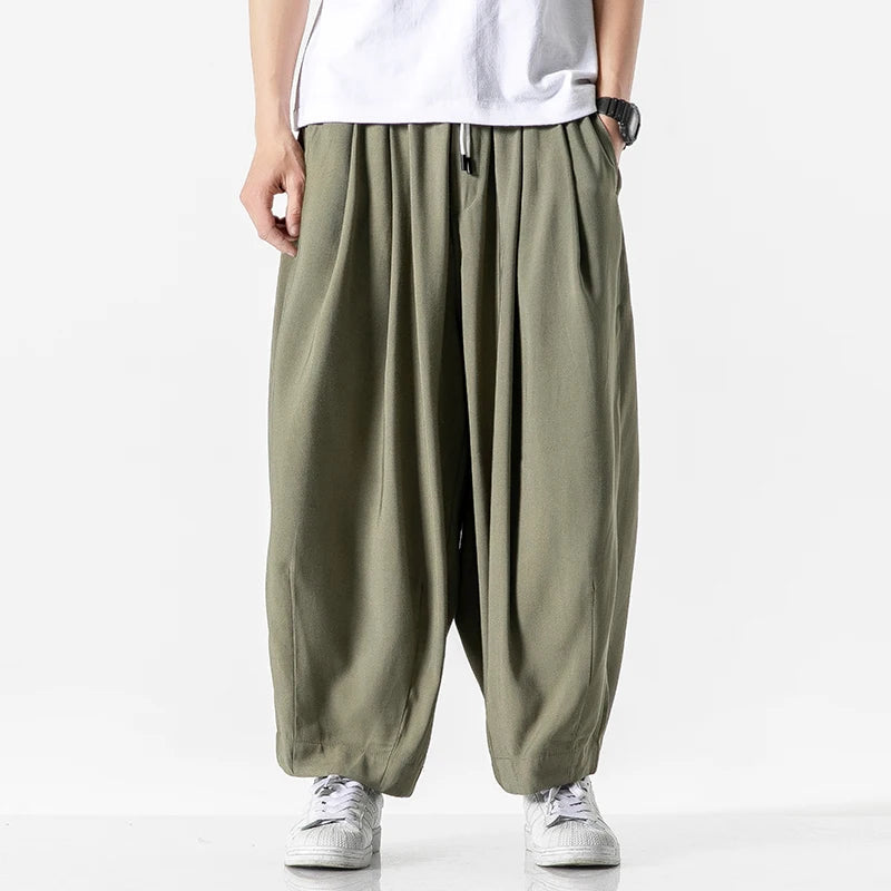 Corwin Wide-Leg Cotton Sweatpants - Army Green