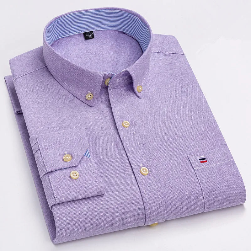 Andaro Cotton Button-Down Dress Shirt - Purple