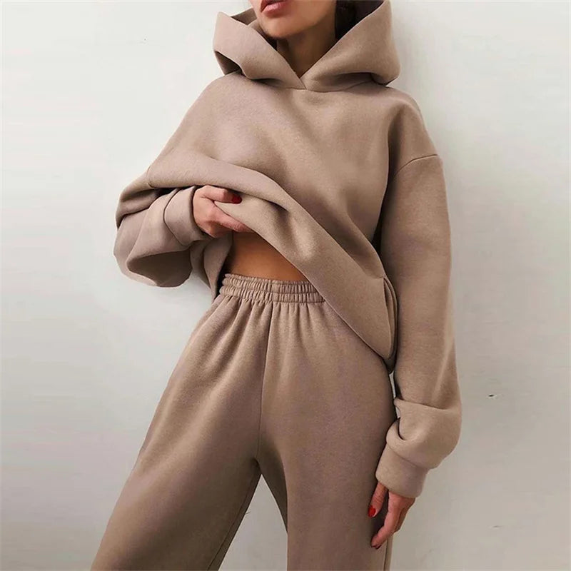 Serina Oversized Two-Piece Lounge Set - Warm Beige