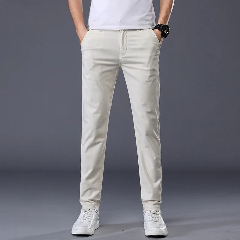 Montari Slim-Fit Cotton Trousers - Beige