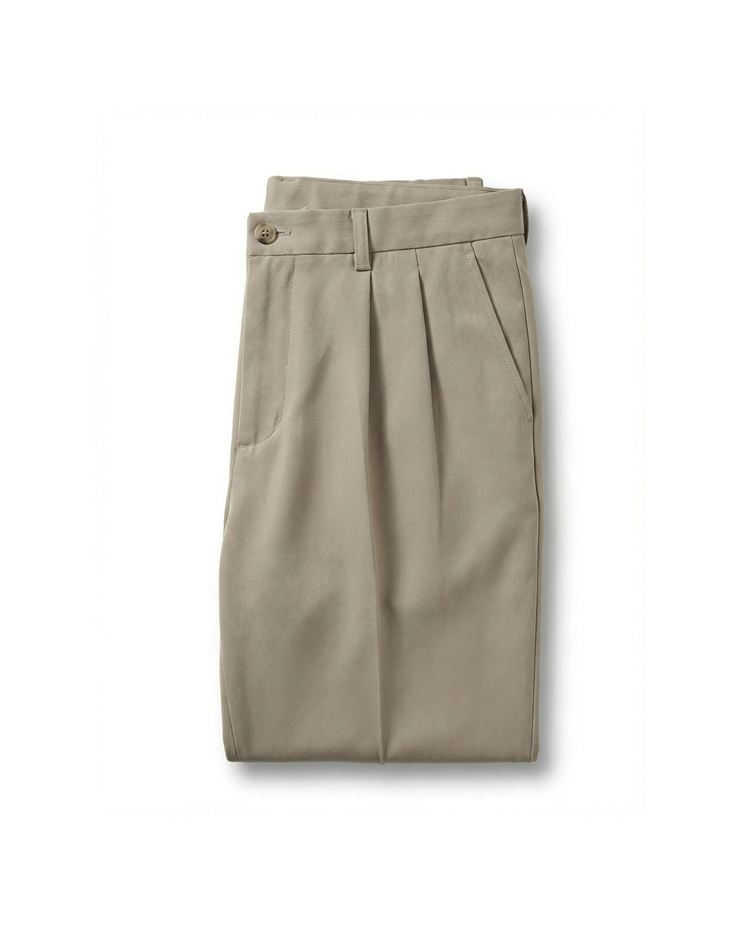 Montari Cotton Pleated Trousers - Khaki