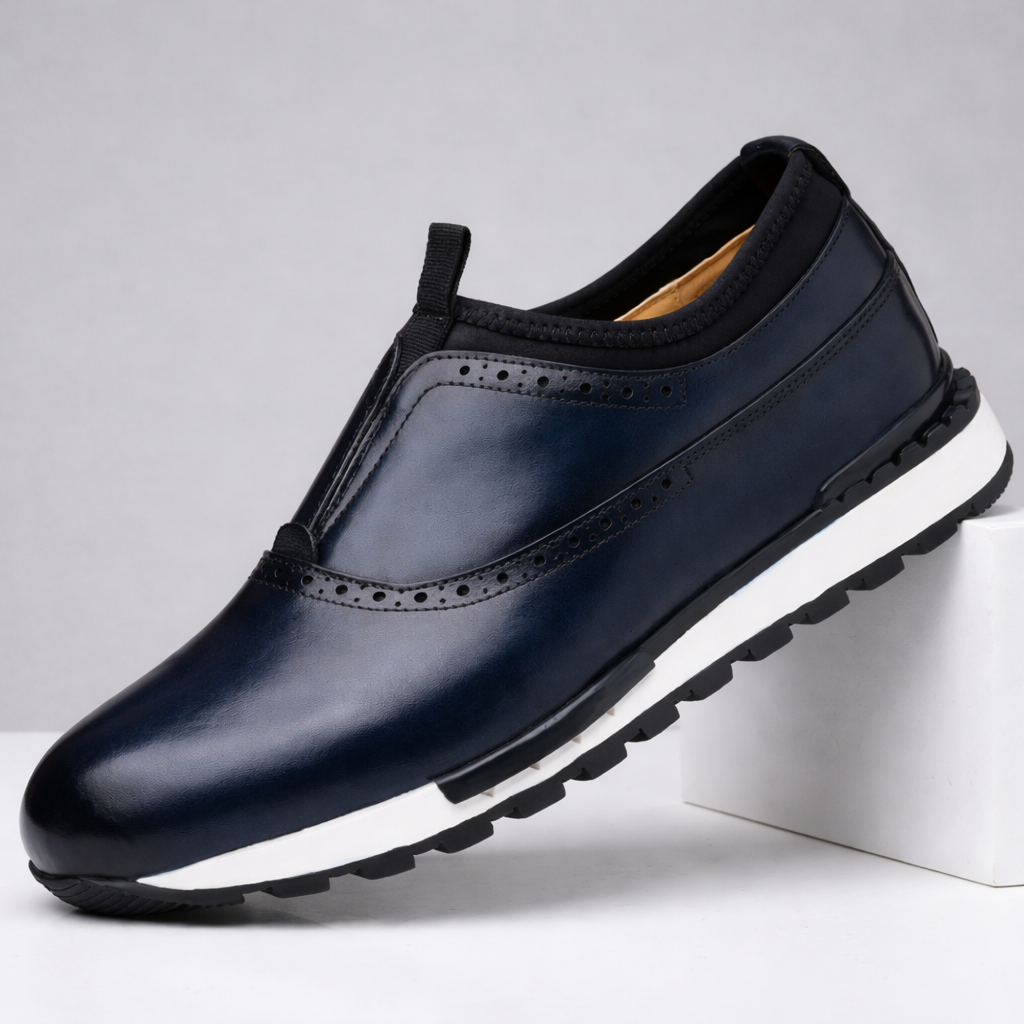 Slip-On Brogue Detail Leather Sneakers for Men