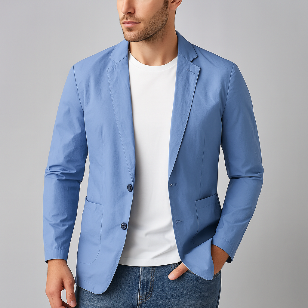 Santori Nylon Button-Up Blazer - Light Blue