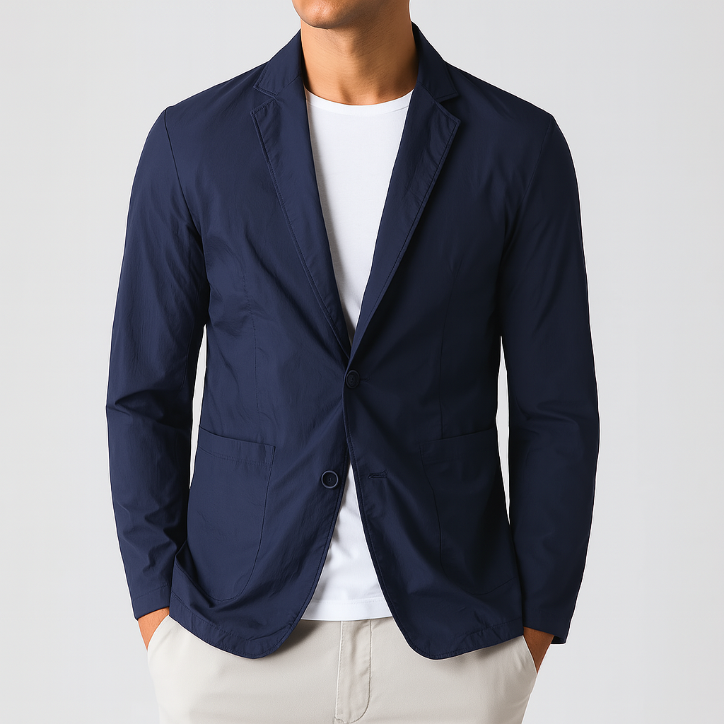 Santori Nylon Button-Up Blazer - Navy Blue