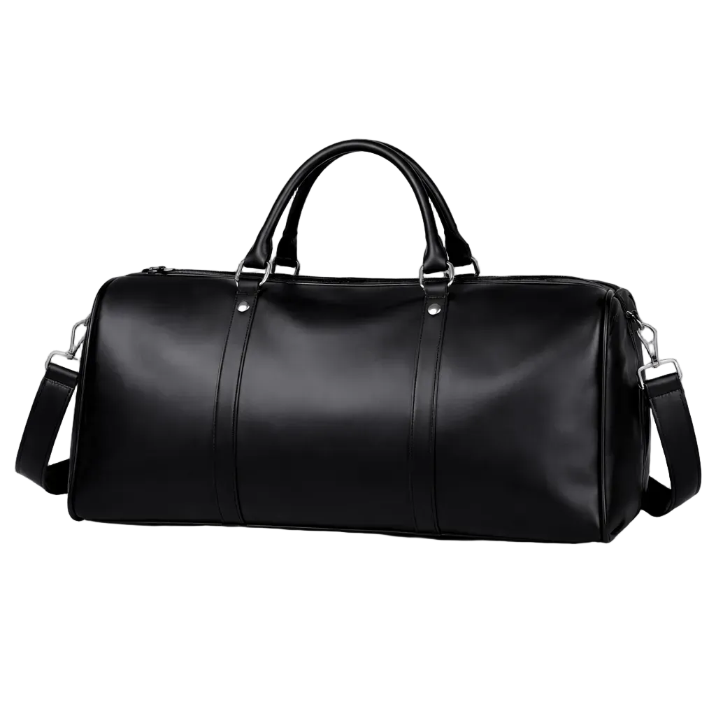 Montari Genuine Leather Duffle Bag - Black