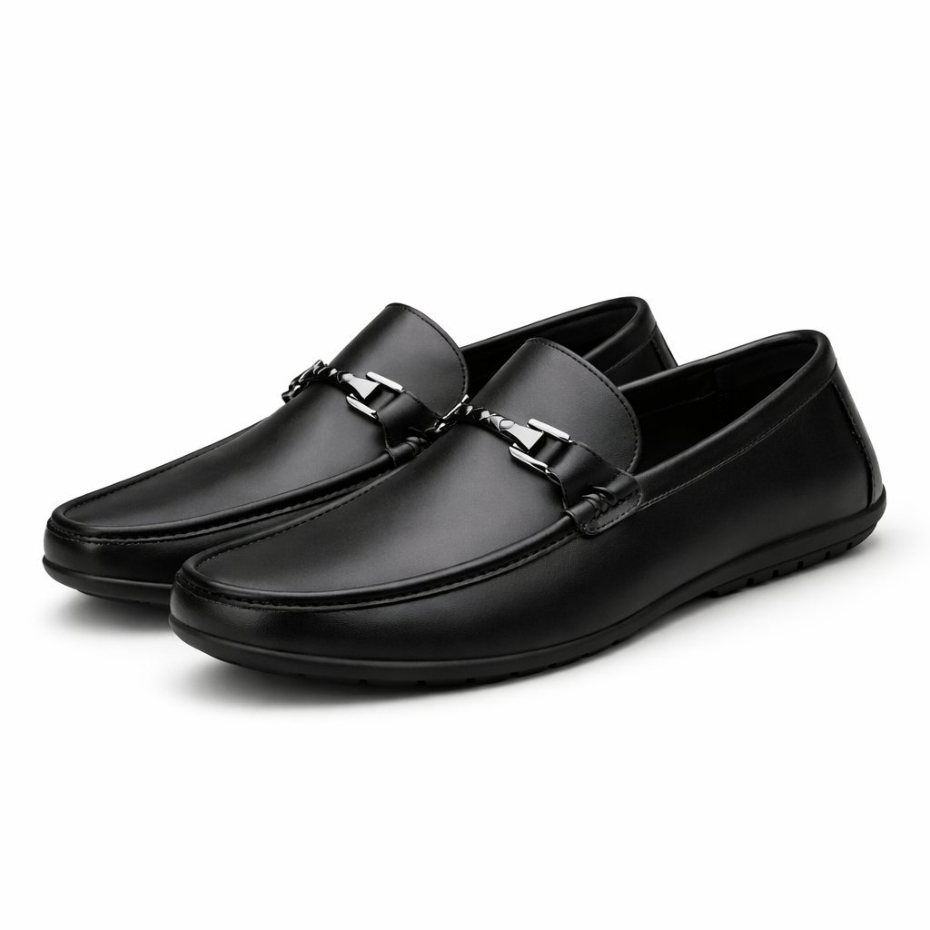 Montari Genuine Leather Loafers - Black