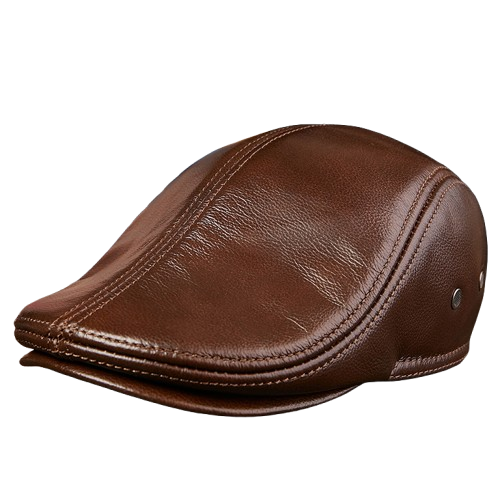 Montari Genuine Leather Beret Cap - Light Brown